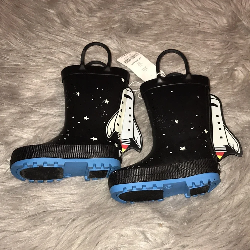 NEW! Carter’s Rain Boots 4-D Space Rocket Shoes size 4